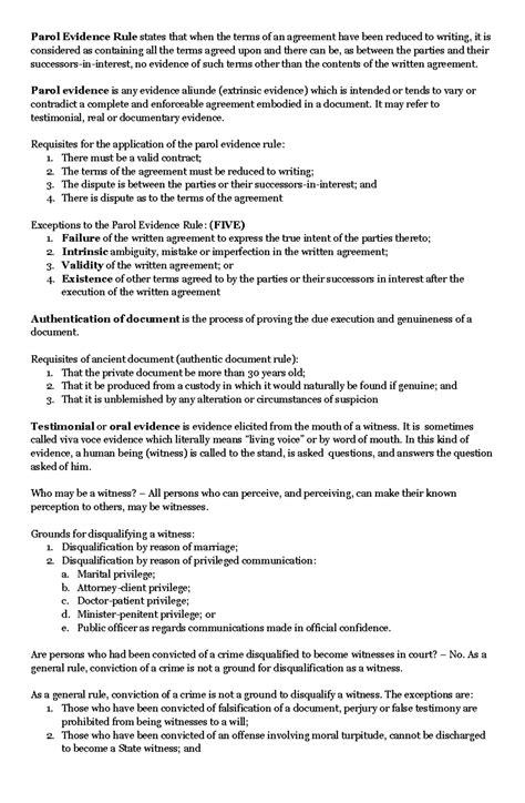 Evidence-lecture - Lecture on Rules of court 128-134 - Parol Evidence ...