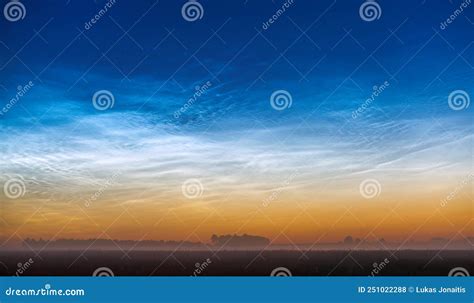 Night Shining - Noctilucent Clouds at Night, Panorama Stock Photo - Image of phenomenon ...