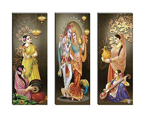 SAF Set of 3 Radha Krishna Playing Flute 6MM MDF UV Textured Self ...
