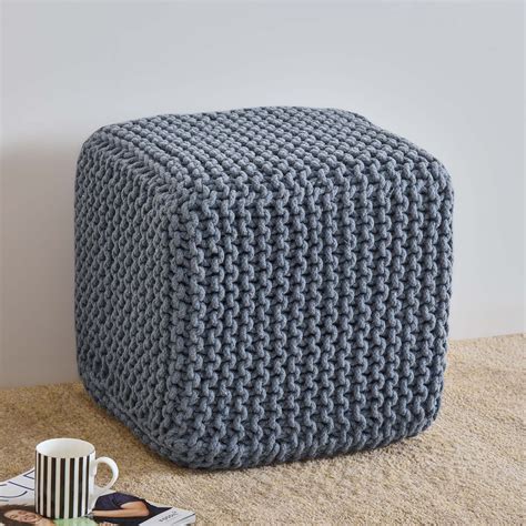 Buy Boho Cotton Pouffe with Beans - Grey from Home Centre at just INR ...
