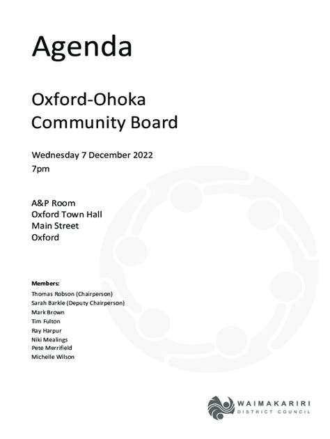 Fillable Online Niki Mealings Councillor Oxford-Ohoka WardLatest update ...