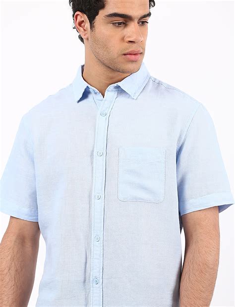 Buy Linen Mix Classic Collar Solid Shirt at Marks & Spencer