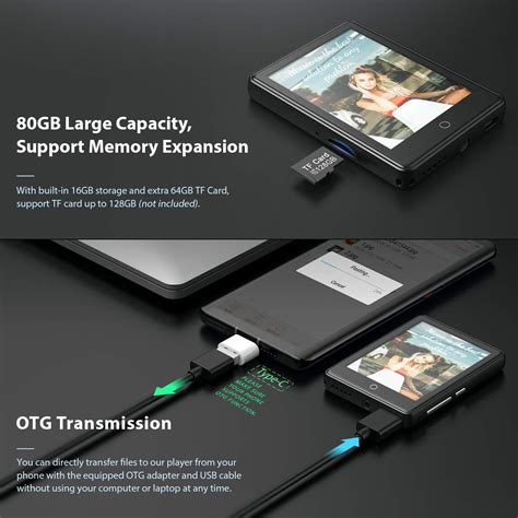 YFFIZQ 80GB MP3 Player Bluetooth 5.1,2.8'' Full Touch Screen M