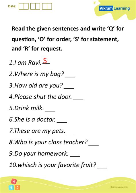 Download read the given sentences and write ‘q’ for the question, ‘o ...