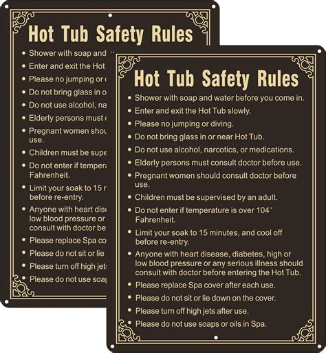 Amazon.com : Phyabe 2 Pack Hot Tub Safety Rules Sign， 10 x 14 inch ...