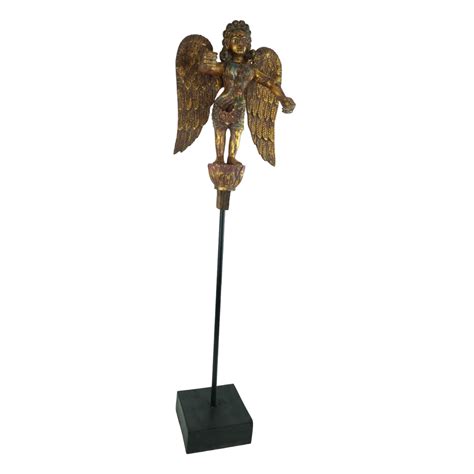 Buy Artefacts Decor | Wooden Guardian Angel Metal Rod Wooden Base Stand ...