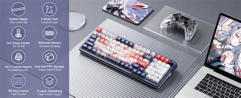 Eisa Pro K686 Pro Wired+2.4Ghz+BT Mechanical Keyboard Anime Theme (Cus ...