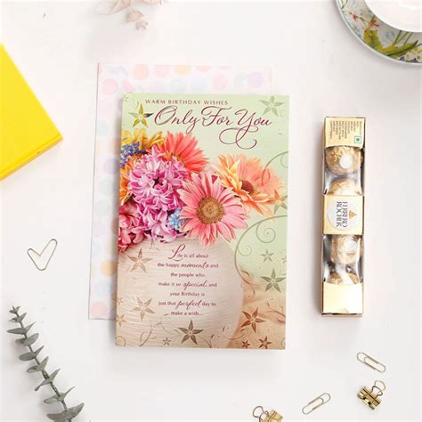 Buy Warm Birthday Wishes Card & Ferrero Rocher 50 GM