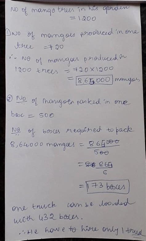 Ranjan has 1200 mango trees in his gardens. In one year he estimated ...