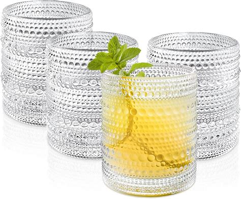 Amazon.com | OPAYLY hobnail Drinking Glasses Old Fashion Glass 10oZ ...
