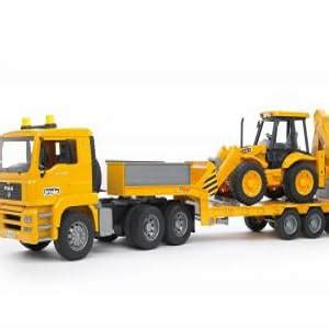Bruder 2776 MAN TGA Low loader Truck with JCB 4CX Backhoe Loader ...