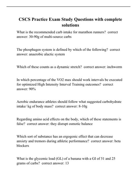 CSCS Practice Exam Study Questions with complete solutions - CSCS ...