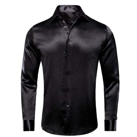 New Classic Black Satin Men's Silk Long Sleeve Shirt – Modern Man Boutique