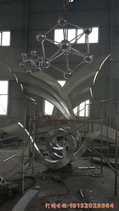 不锈钢抽象分子结构雕塑 企业景观雕塑-佳鸿雕塑厂