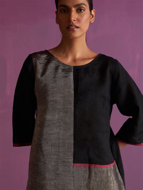 Ahana Metallic Linen Dress - Black – Manan