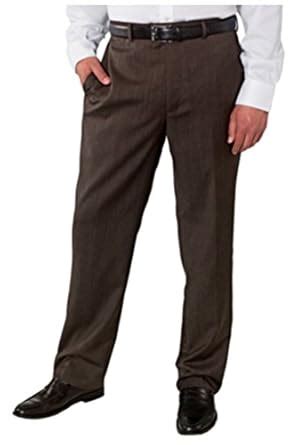 Kirkland Signature Men's 100% Wool Flat Front Dress Pants (34x29, Brown ...
