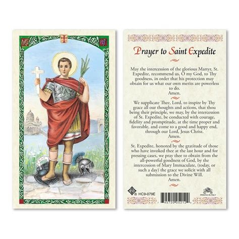St. Expedite Holy Card | Prayer | Card Stock | Laminated | 4-1/2" X 2-1 ...