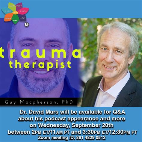 Dr. David Mars will be available for Q&A about this podcast and more on Wednesday September 20th ...