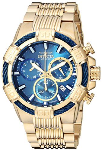 Invicta Bolt Quartz Gold Toned Blue Stainless Steel Men's Casual Watch ...