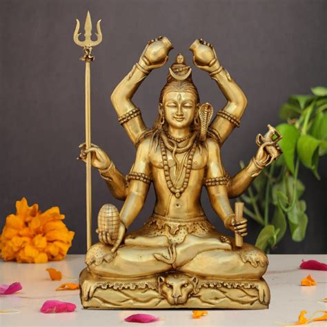 Buy Brass Shiva Statue, 31 Lord Shiva Statue, Large Six Hand Mahadev ...