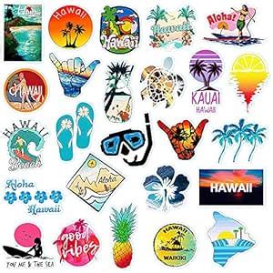 100 Pcs Hawaii Summer Stickers , Waterproof Vinyl Decals for Surfboard ...