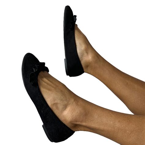 Black ballet flats ruffled detailing Balletcore... - Depop