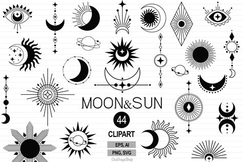 Black Moon and Sun Clipart Graphic by owlasyashop · Creative Fabrica