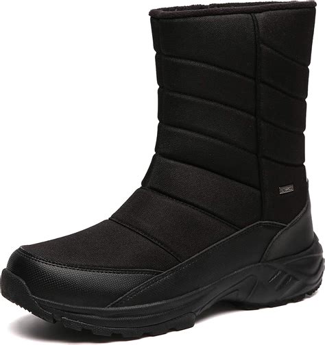 Amazon.com | SILENTCARE Mens Winter Mid-Calf Snow Boot Fur Warm ...