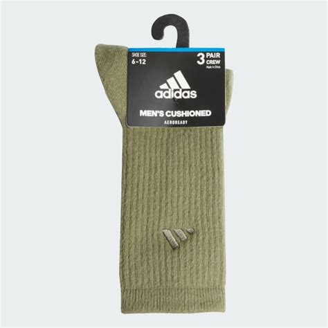 adidas Men's Cushioned Comfort 3-Pack Crew Socks - Green | Free ...