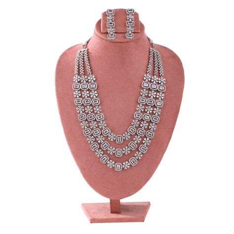 Buy Estele Rhodium Plated CZ Magnificent Designer Three Layered ...