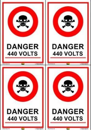 Mr. SAFE Danger 440 Volts In PVC Sticker A5 Pack of 4 (each size of 6 ...