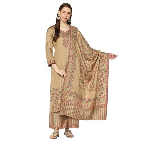 SAFAA Viscose Acrylic Wool Woven Suit With Heavy Kani Zari Dupatta ...