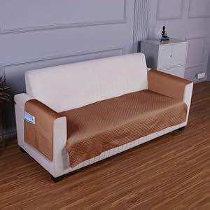 HOKIPO Quilted 2 Seater Sofa Cover Set, One Seat Mat with Two Armrest ...