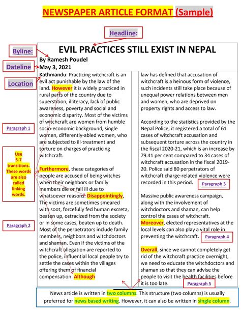 Image result for Newspaper Article Example