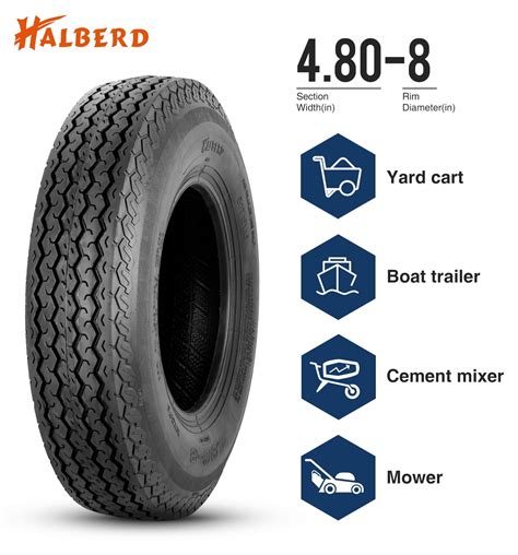 HALBERD 4.80-8 Trailer Tires 4.80x8 6PR Load Range C Highway Boat ...