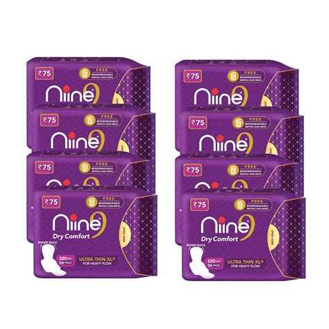 Buy NIINE Dry Comfort Ultra Thin XL+ Sanitary Napkins for Heavy Flow ...