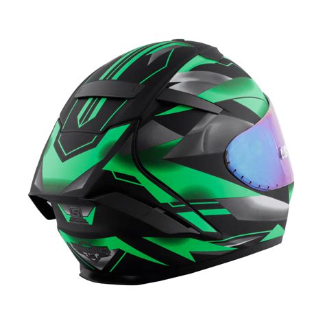 Steelbird Aeronautics SA-2 Metallic Matt Black Fluro Neon Green Helmet ...
