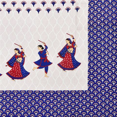 Royal Blue Garba Print Bedsheet – Jaipur Heritage Cotton Folk Art ...
