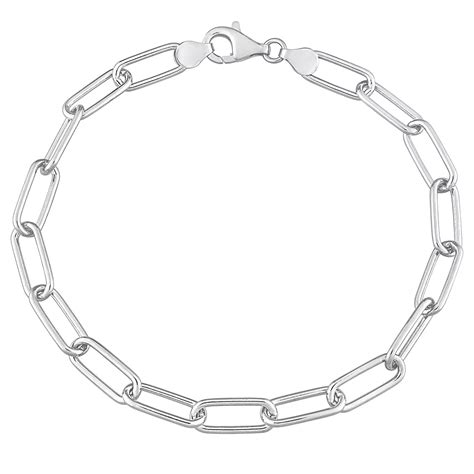 Stella Grace Men's Sterling Silver Paper Clip Link Chain Bracelet