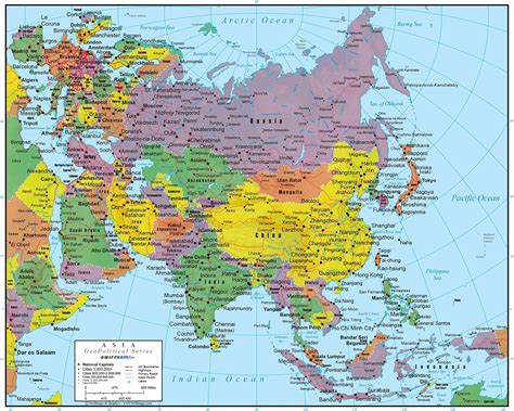 Asia Wall Map Laminated Geopolitical Edition By Swiftmaps A2 42cm ...
