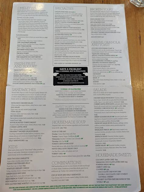 Menu at Café Patachou cafe, Indianapolis, 225 W Washington St