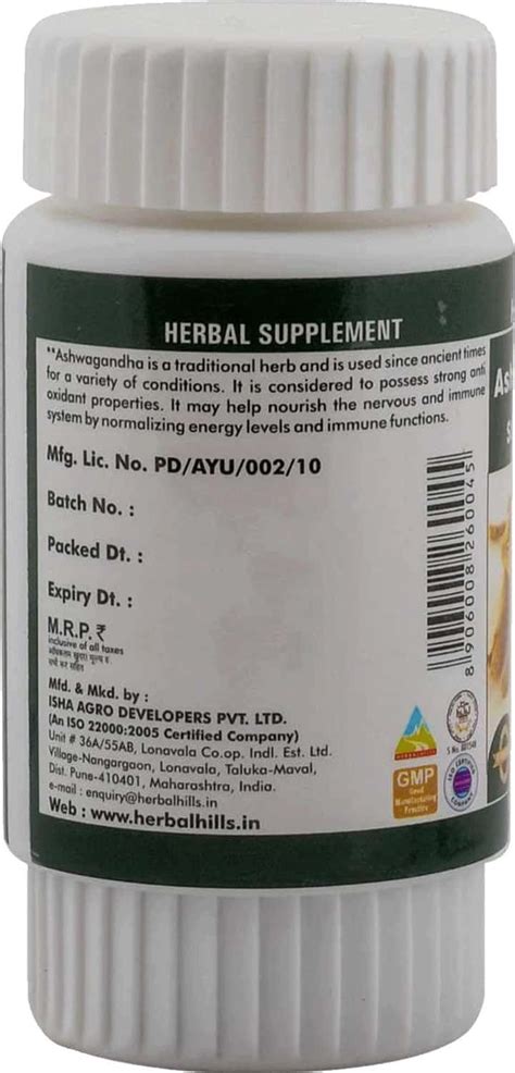 Buy HERBAL HILLS ASHWAGANDHAHILLS 60 CAPSULE Online & Get Upto 60% OFF ...