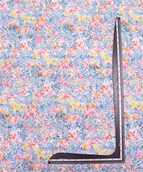 White Color Floral Digital Printed Cotton ChikanKari Embroidery Fabric