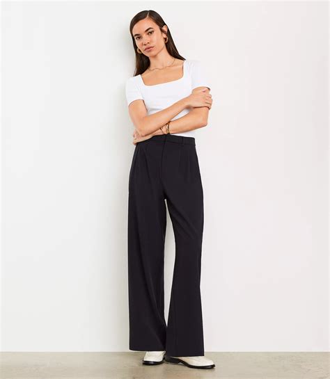 LOFT Versa Seasonless Stretch Double Pleat Wide Leg Pant