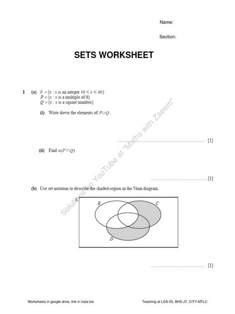 Image result for Empty Set or Equivalent Set Worksheet