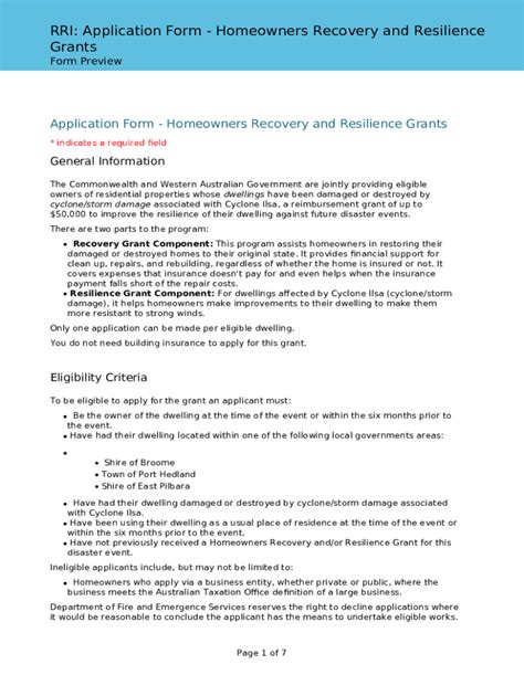 Fillable Online RRI: Application Form - Homeowners Recovery and ... Fax ...