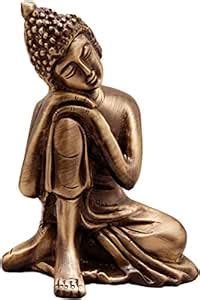 Buy Two Moustaches Brass Buddha Resting Showpiece, Material - Brass ...