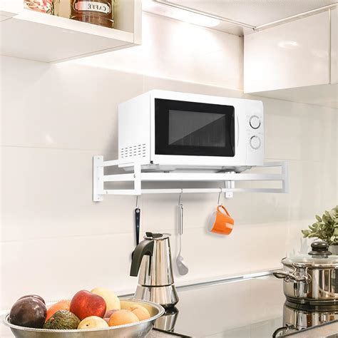 ABCOOL Wall Mount Microwave Oven Shelf Rack for Kitchen Home, Carbon ...