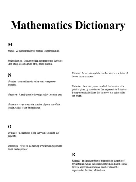 Image result for Math Dictionary