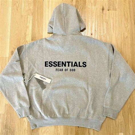 Dark Oatmeal Essentials Hoodie Dark Gray Essentials... - Depop